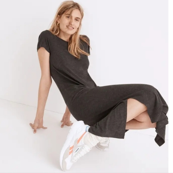 Madewell Dresses & Skirts - Madewell Relaxed Grey Midi Tee Dress Size Small Tri Blend Jersey